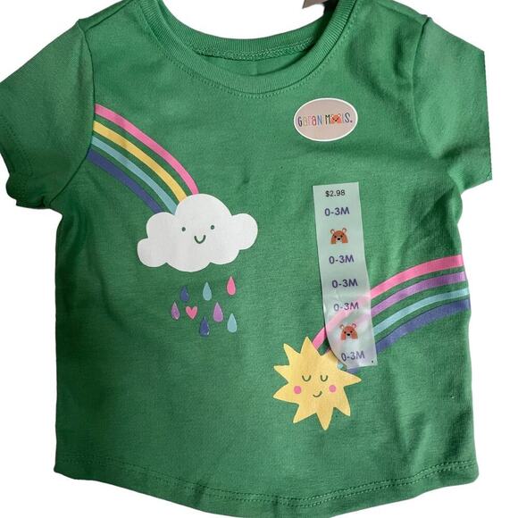 Garanimals Size 0 - 3 Months Baby Girls 2pcs Denim shorts shirt Rainbow Sun Set - Picture 4 of 10
